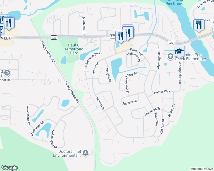 map of restaurants, bars, coffee shops, grocery stores, and more near 1945 Apopka Drive in Middleburg