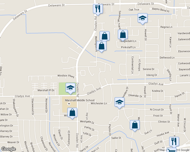 map of restaurants, bars, coffee shops, grocery stores, and more near 1415 Wellington Oaks Street in Beaumont