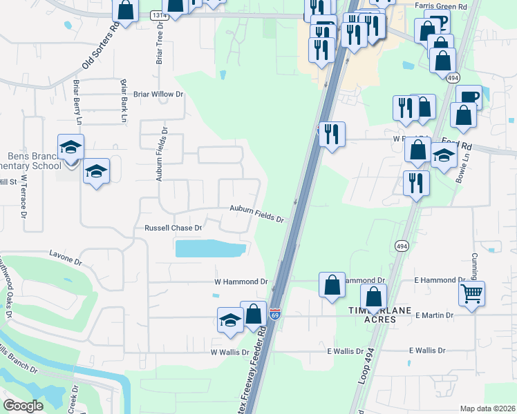 map of restaurants, bars, coffee shops, grocery stores, and more near 21458 Burks Trail Drive in Porter