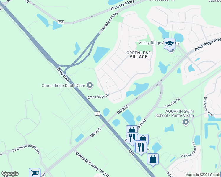 map of restaurants, bars, coffee shops, grocery stores, and more near 69 Breezeway Court in Ponte Vedra Beach