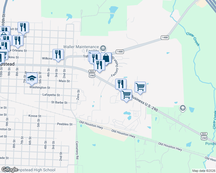 map of restaurants, bars, coffee shops, grocery stores, and more near 100 Sheriff R Glenn Smith Drive in Hempstead