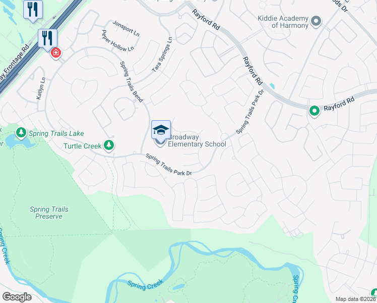 map of restaurants, bars, coffee shops, grocery stores, and more near 27518 Chris Ridge Court in Spring