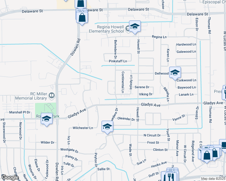 map of restaurants, bars, coffee shops, grocery stores, and more near 1410 Futura Street in Beaumont
