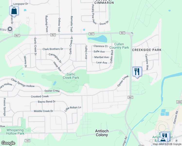 map of restaurants, bars, coffee shops, grocery stores, and more near 659 Cullen Boulevard in Buda