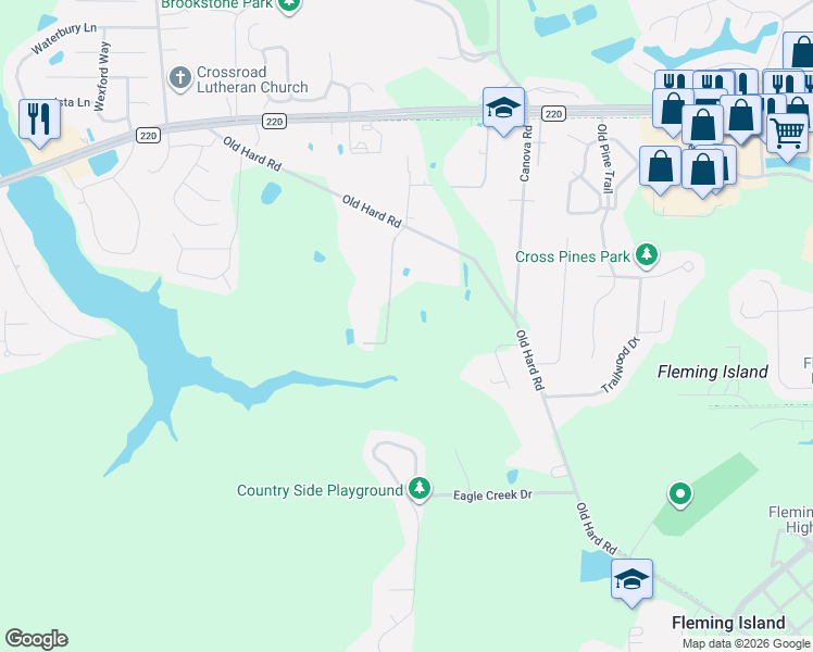 map of restaurants, bars, coffee shops, grocery stores, and more near 146 Old Hard Road in Orange Park