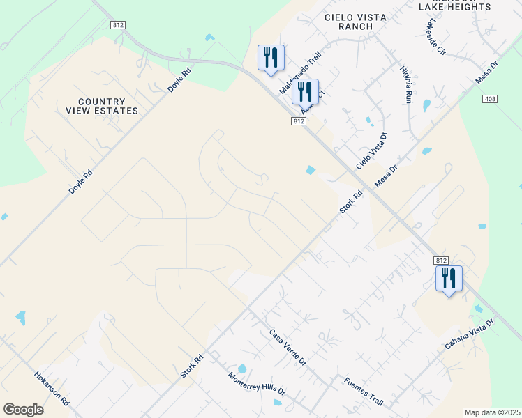 map of restaurants, bars, coffee shops, grocery stores, and more near 125 Brown Pelican Dr in Del Valle