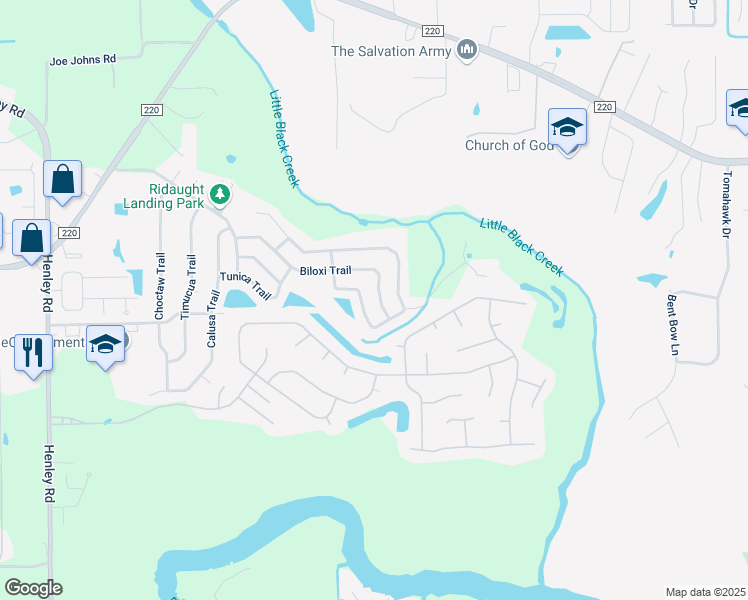 map of restaurants, bars, coffee shops, grocery stores, and more near 2909 Biloxi Trail in Middleburg