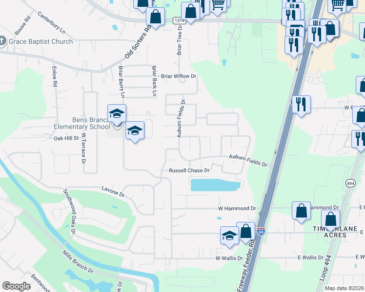 map of restaurants, bars, coffee shops, grocery stores, and more near 21307 Avett Drive in Porter