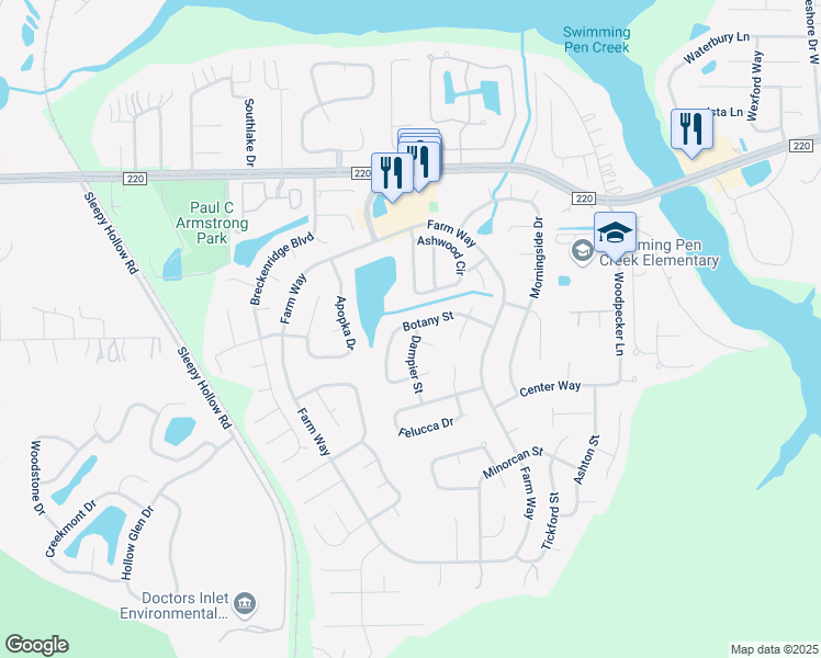 map of restaurants, bars, coffee shops, grocery stores, and more near 1711 Dampier Street in Middleburg