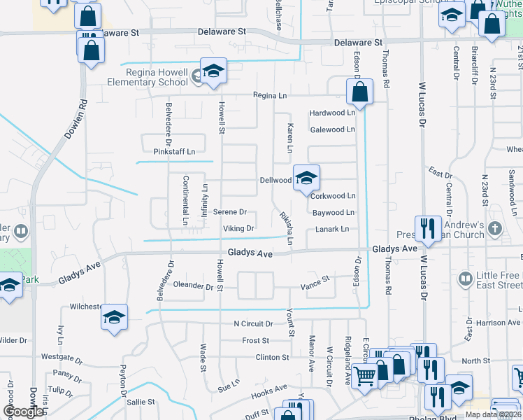 map of restaurants, bars, coffee shops, grocery stores, and more near 5535 Sul Ross Lane in Beaumont