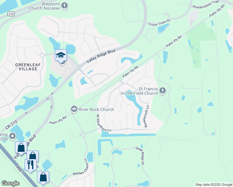 map of restaurants, bars, coffee shops, grocery stores, and more near 216 West Silverthorn Lane in Ponte Vedra Beach