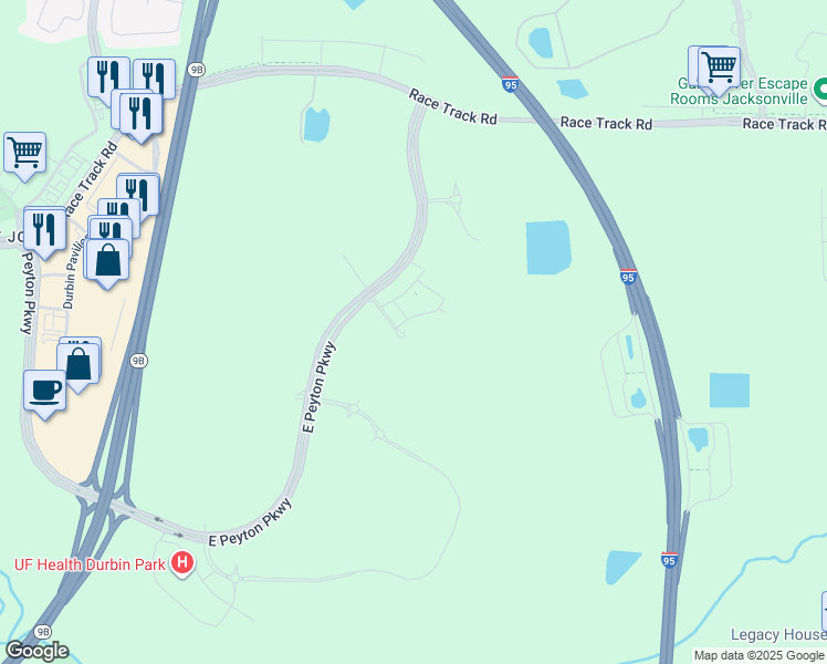 map of restaurants, bars, coffee shops, grocery stores, and more near 5717 Race Track Road in Saint Johns