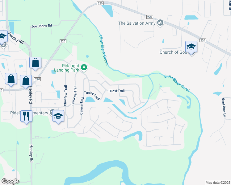 map of restaurants, bars, coffee shops, grocery stores, and more near 2951 Biloxi Trail in Middleburg