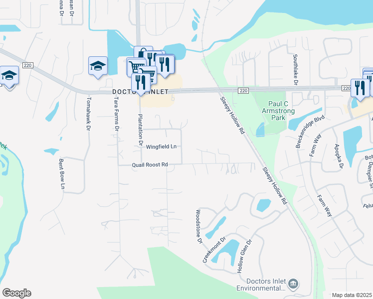 map of restaurants, bars, coffee shops, grocery stores, and more near 2516 Horseshoe Bend Road in Middleburg