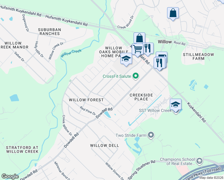 map of restaurants, bars, coffee shops, grocery stores, and more near 22839 Wild Moss Street in Tomball