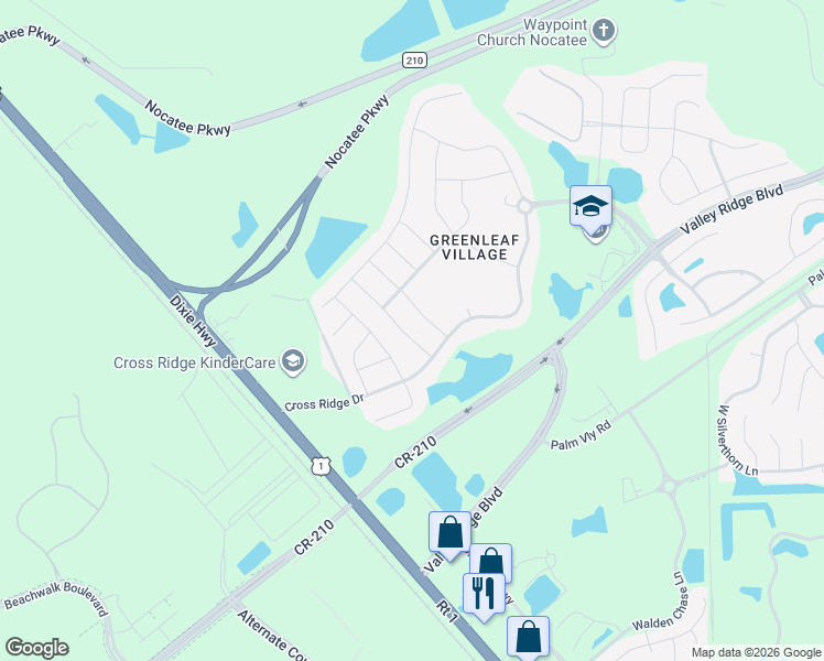 map of restaurants, bars, coffee shops, grocery stores, and more near 90 Brookline Trail in Ponte Vedra Beach