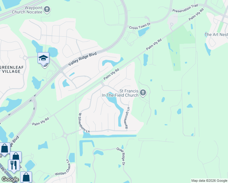 map of restaurants, bars, coffee shops, grocery stores, and more near 517 East Silverthorn Lane in Ponte Vedra Beach