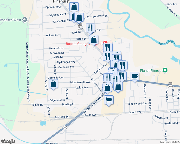 map of restaurants, bars, coffee shops, grocery stores, and more near 4 Circle South Street in Orange