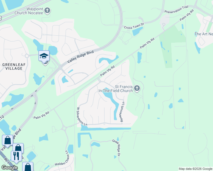 map of restaurants, bars, coffee shops, grocery stores, and more near 517 East Silverthorn Lane in Ponte Vedra Beach