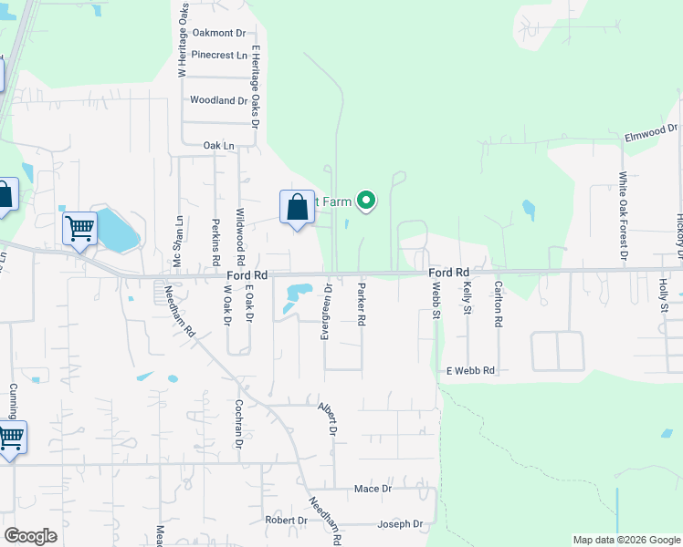 map of restaurants, bars, coffee shops, grocery stores, and more near 24133 Evergreen Drive in Porter