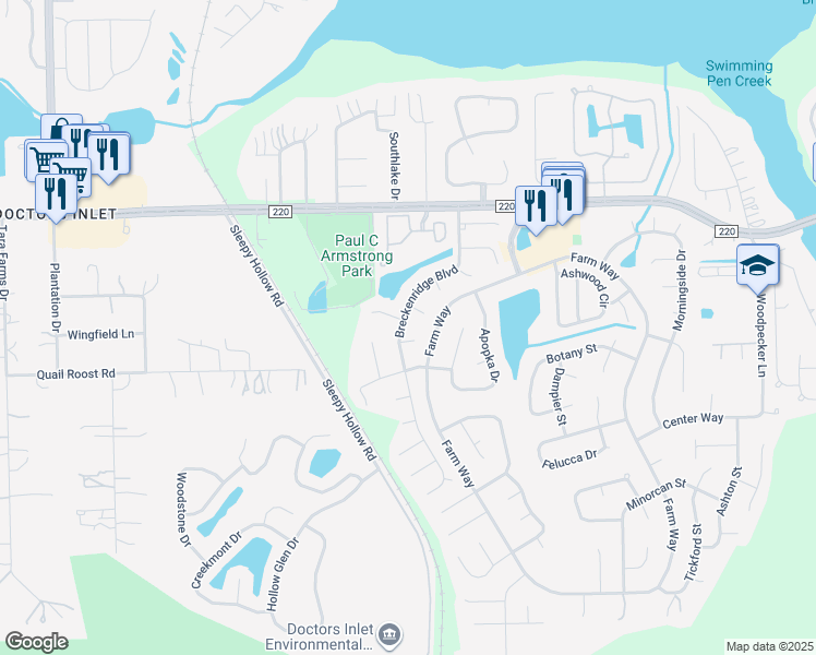 map of restaurants, bars, coffee shops, grocery stores, and more near 1915 Breckenridge Boulevard in Middleburg