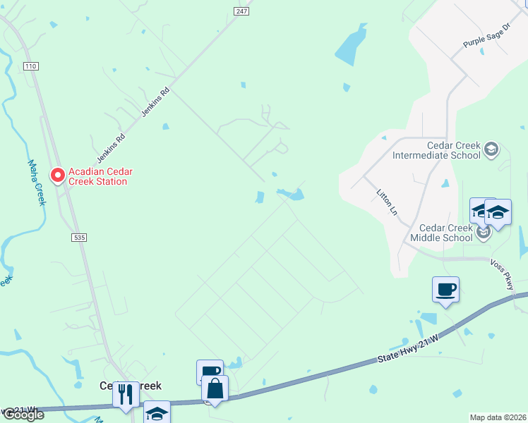 map of restaurants, bars, coffee shops, grocery stores, and more near in Cedar Creek