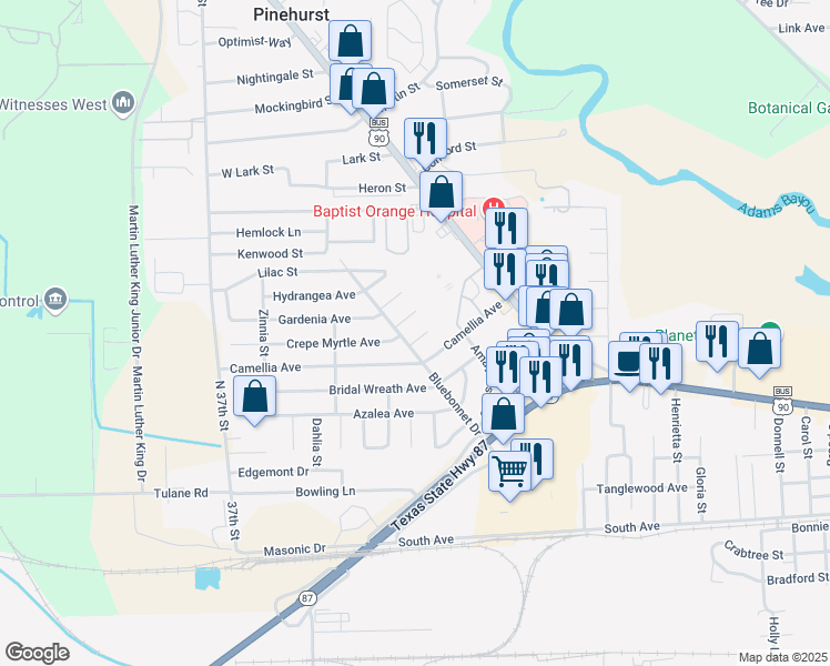 map of restaurants, bars, coffee shops, grocery stores, and more near 4 Circle South Street in Orange