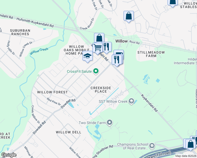 map of restaurants, bars, coffee shops, grocery stores, and more near 8102 Cove Timbers Lane in Tomball