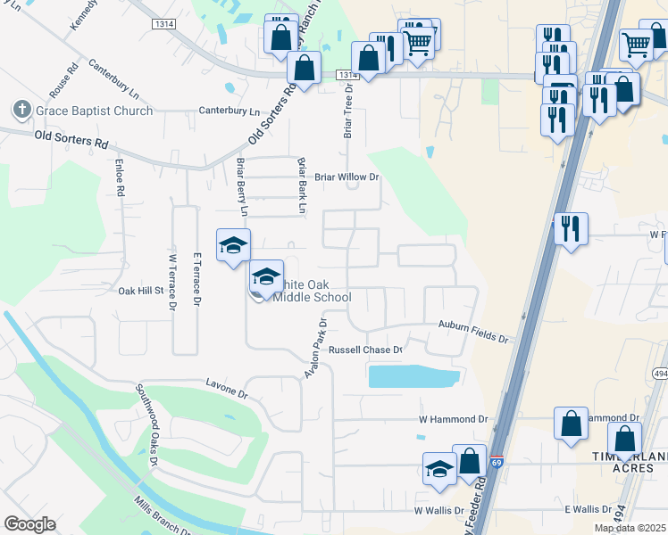 map of restaurants, bars, coffee shops, grocery stores, and more near Auburn Reach in Porter