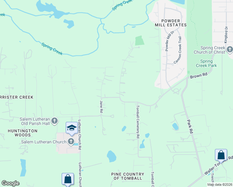map of restaurants, bars, coffee shops, grocery stores, and more near 16012 Lutheran School Road in Tomball
