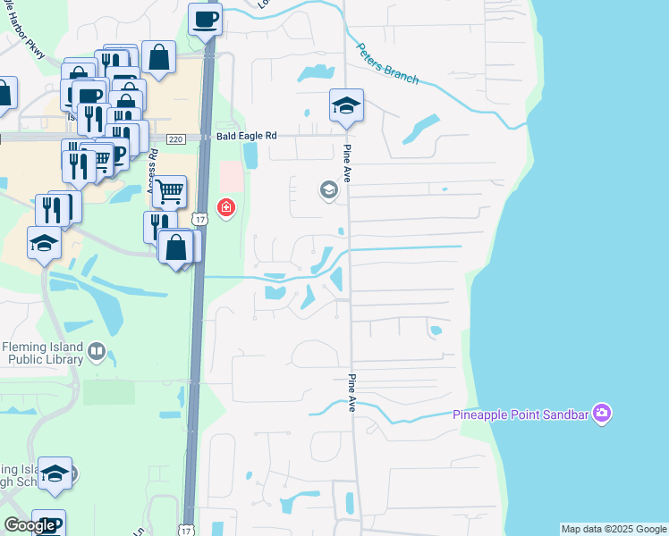 map of restaurants, bars, coffee shops, grocery stores, and more near 410 Baybrook Drive in Orange Park