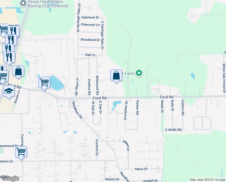map of restaurants, bars, coffee shops, grocery stores, and more near 24085 Sears Lane in Porter
