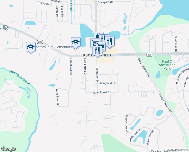 map of restaurants, bars, coffee shops, grocery stores, and more near 600 Plantation Drive in Middleburg