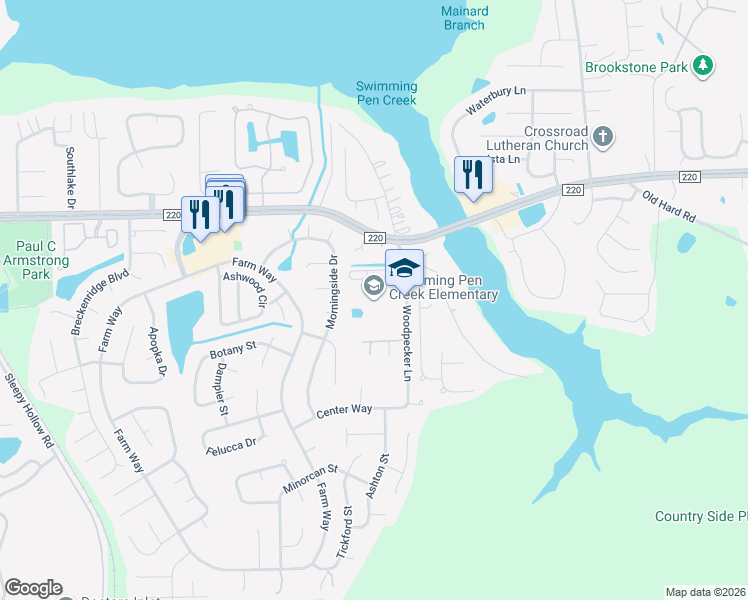 map of restaurants, bars, coffee shops, grocery stores, and more near 1630 Woodpecker Lane in Middleburg