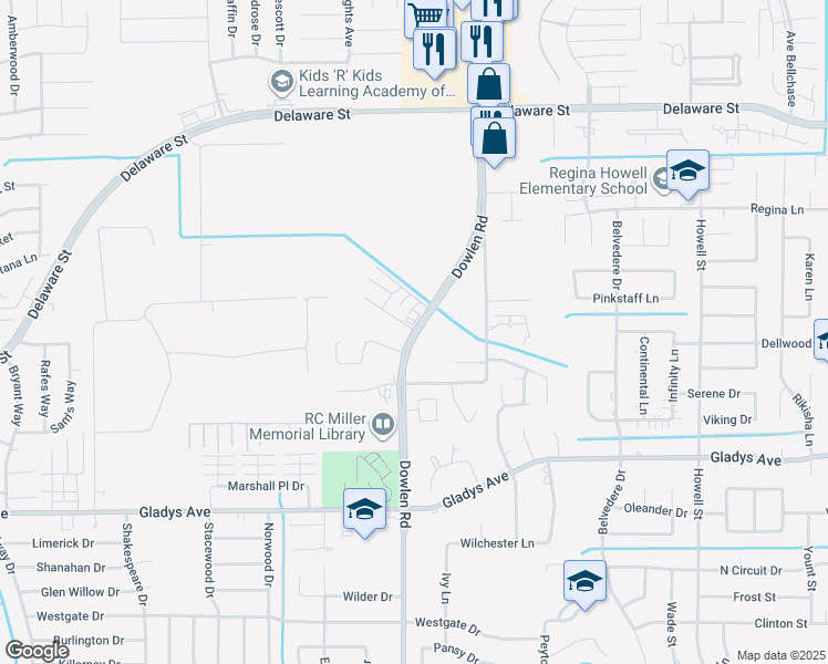 map of restaurants, bars, coffee shops, grocery stores, and more near 2055 Dowlen Road in Beaumont