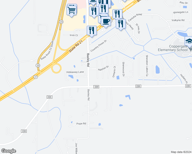 map of restaurants, bars, coffee shops, grocery stores, and more near 1884 Alberta Court South in Middleburg