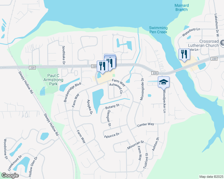 map of restaurants, bars, coffee shops, grocery stores, and more near 2012 Cardiff Lane in Middleburg