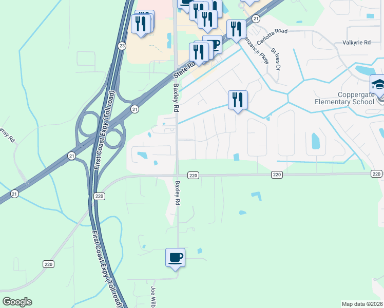 map of restaurants, bars, coffee shops, grocery stores, and more near 1882 Alberta Court South in Middleburg