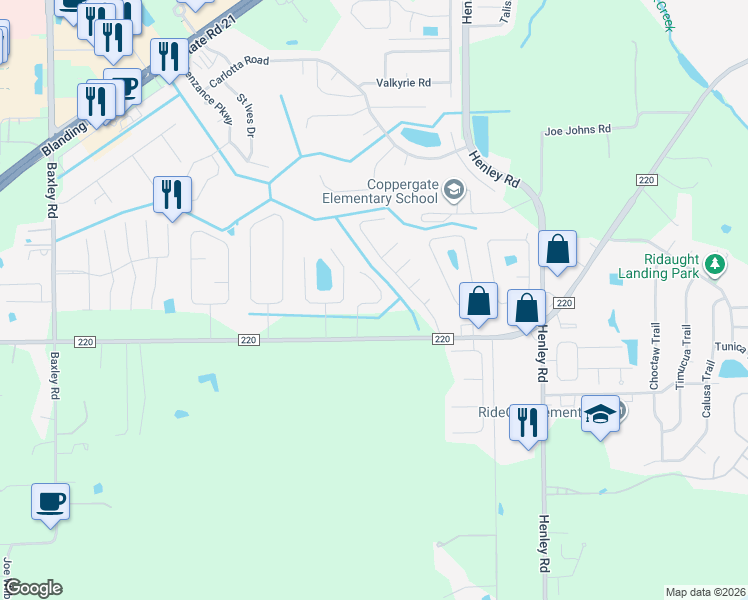 map of restaurants, bars, coffee shops, grocery stores, and more near 1882 Lago Del Sur Drive in Middleburg