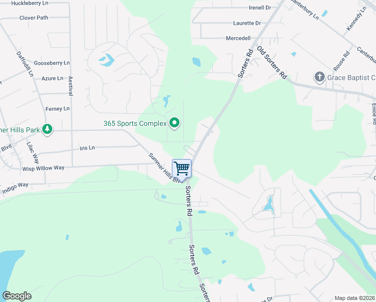 map of restaurants, bars, coffee shops, grocery stores, and more near 24226 Sorters Road in Porter