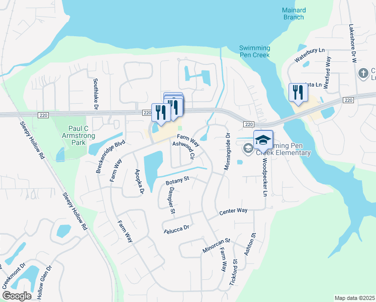 map of restaurants, bars, coffee shops, grocery stores, and more near 1673 Ashwood Circle in Middleburg