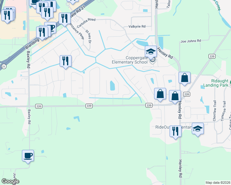 map of restaurants, bars, coffee shops, grocery stores, and more near 1972 Hunters Trace Circle in Middleburg