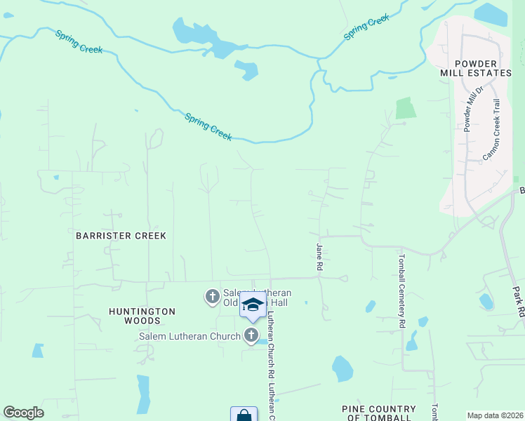 map of restaurants, bars, coffee shops, grocery stores, and more near 23014 Lutheran Church Road in Tomball