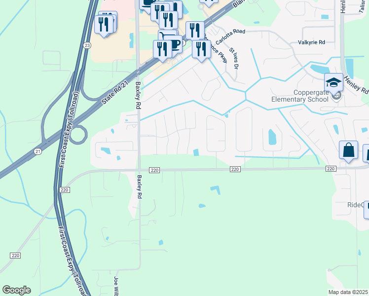 map of restaurants, bars, coffee shops, grocery stores, and more near 1880 Ontario Court in Middleburg