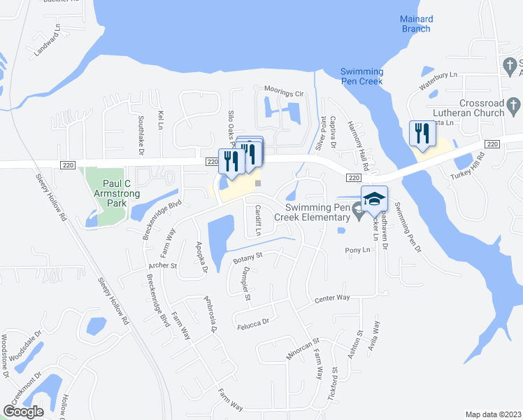map of restaurants, bars, coffee shops, grocery stores, and more near 2007 Cardiff Lane in Middleburg