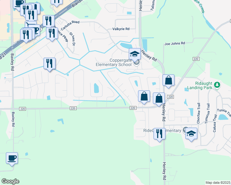 map of restaurants, bars, coffee shops, grocery stores, and more near 1863 Lago Del Sur Drive in Middleburg