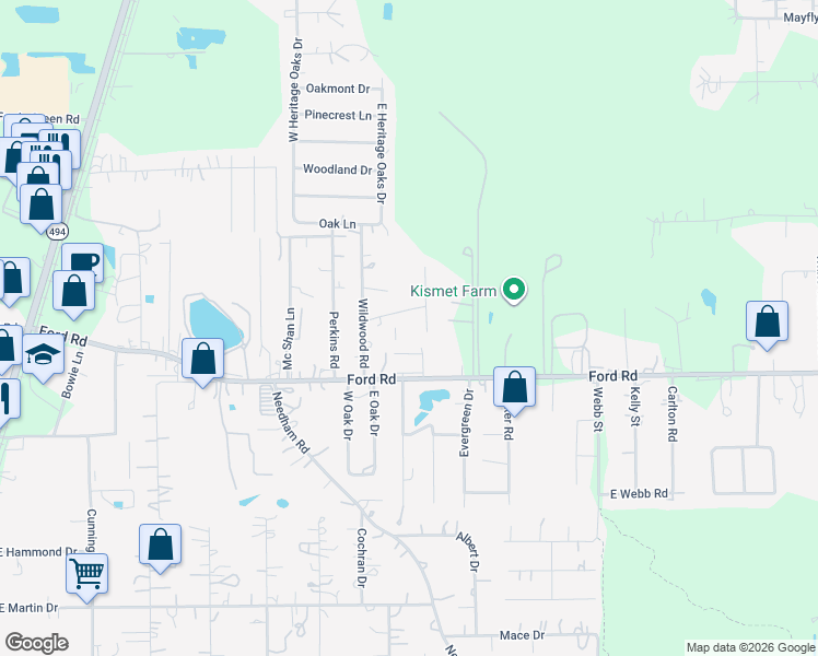 map of restaurants, bars, coffee shops, grocery stores, and more near 24029 Wildwood Road in Porter