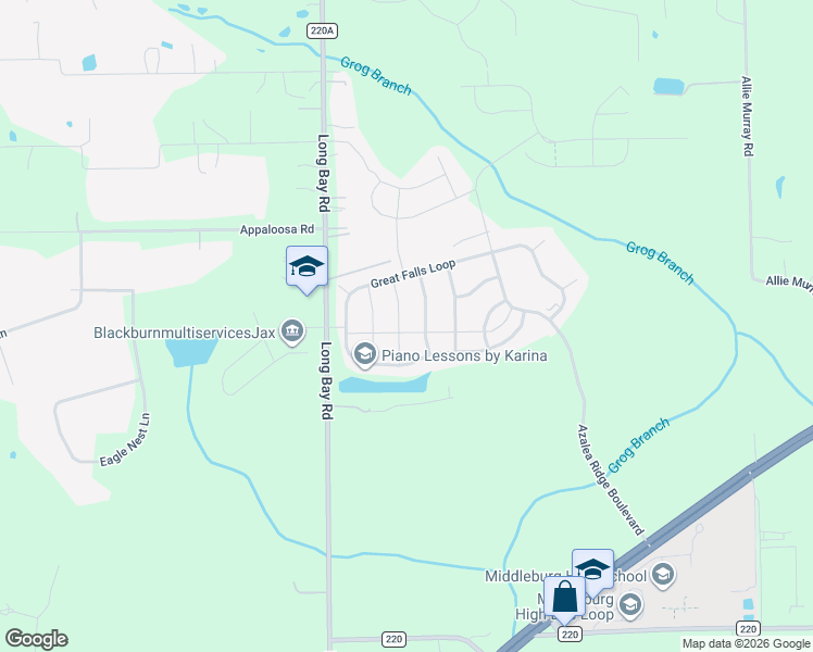 map of restaurants, bars, coffee shops, grocery stores, and more near 1920 High Prairie Lane in Middleburg