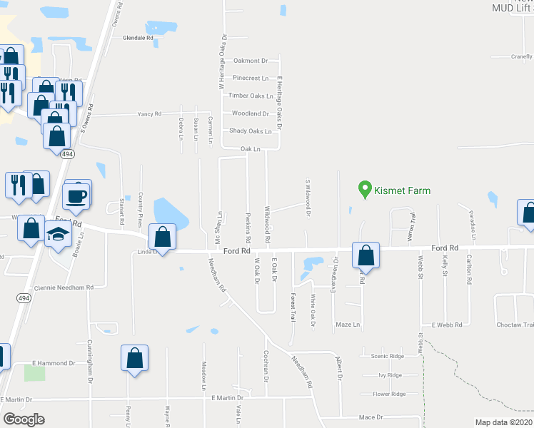 map of restaurants, bars, coffee shops, grocery stores, and more near 4826 Wildwood Road in Porter