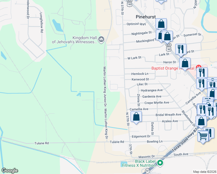 map of restaurants, bars, coffee shops, grocery stores, and more near 903 39th St in Orange